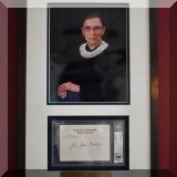 C01. Ruth Bader Ginsberg signed chamber card with COA in frame with photograph. 22h” x 14”w 